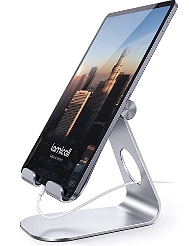 Lamicall Tablet Ständer Verstellbare, Tablet Halterung - Universal Halter, Halterung, Dock für 2024 iPad Pro 9.7, 10.5, 11, 12.9, iPad Air Mini 6 5 4, Samsung Tab, und Tablet mit 4.7-13 Zoll - Silber