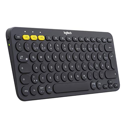 Logitech K380 Kabellose Bluetooth-Tastatur, Multi-Device & Easy-Switch Feature, Windows- und Apple-Shortcuts, PC/Mac/Tablet/Handy/Apple iOS+TV, Deutsches QWERTZ-Layout - Grafit