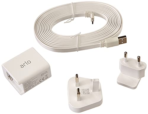 Arlo zertifiziertes Zubehör, Arlo Pro/Pro2 Innen-Kabel, Netzteil (geeignet für Arlo Pro/Pro2 kabellose Überwachungskamera aussen) weiß, VMA4800