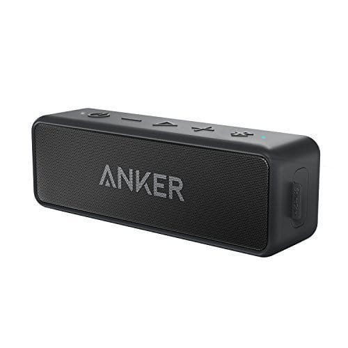 Anker SoundCore 2 Bluetooth Lautsprecher mit Dual-Treiber besserem Bass, 24 St Spielzeit, 20 M Reichweite, IPX5 Wasserfest mit Eingebauten Mikrofon, Kabelloser Lautsprecher für iPhone, Samsung usw.(Schwarz)