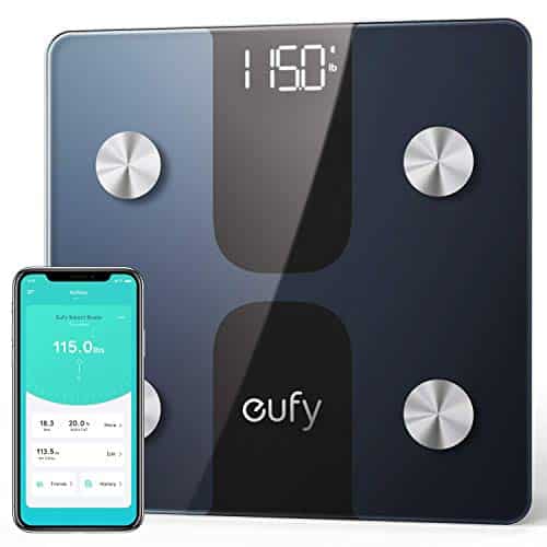 eufy Smart Scale P1, Smarte Personenwaage mit Bluetooth, Große LED-Anzeige, 14 Messwerte, Misst Gewicht/Körperfett/BMI/Körperzusammensetzung, Oberfläche aus Hartglas, lbs/kg