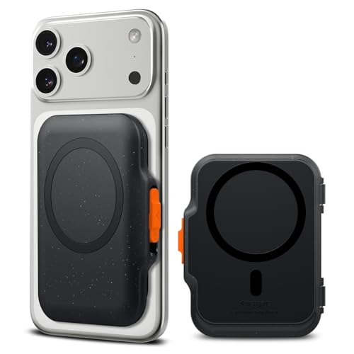 Spigen TinTap MagFit+ MagSafe Kartenhalter mit Verschluss-System Kompatibel mit iPhone 17/16/15, andere MagSafe-Modelle, Google Pixelsnap und MagSafe-Zubehör - Schwarz
