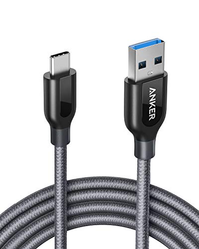 Anker Powerline+ 1.8m USB C Kabel auf USB 3.0 A, Nylon Ladekabel für USB Typ-C Geräte InklusiveGalaxy S8, S8+, S9,S10, MacBook, Sony XZ, LG V20 G5 G6, HTC 10, Xiaomi 5 und weitere (Grau)