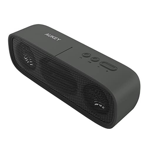 AUKEY Bluetooth Lautsprecher Wasserdicht, Tragbarer Outdoor Lautsprecher mit 14 Stunden Spielzeit, Aux-In und Eingebautes Mikrofon für iPhone, Samsung, HTC, iPad, Tablets usw. (Schwarz)
