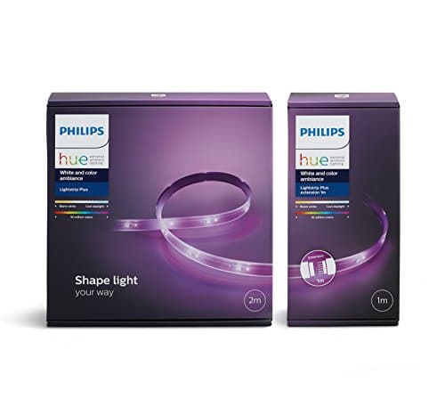 Philips Hue LightStrip Plus Set 3m, ultrahell, dimmbar, natürliches weißes Licht und bis zu 16 Millionen Farben, steuerbar via App, kompatibel mit Amazon Alexa (Echo, Echo Dot)