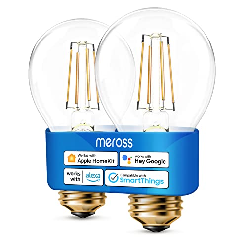 WLAN Edison Vintage Glühbirne funktioniert mit Apple HomeKit, Meross Smart Retro Glühbirne Filament E27 warmweißes Licht kompatibel mit Siri, Alexa, Google Home und SmartThings, 2 Stücke