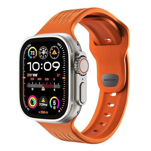 LULULOOK Kompatibel mit Apple Watch Ultra 2/Ultra Armband 49mm 46mm 45mm 44mm 42mm, Wasserdicht FKM (Fluoroelastomer) Sport Ersatzarmbänder mit Schnalle für iWatch Serie 10 9 8 7 SE 6 5 4 3 2 1