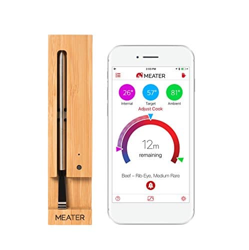 MEATER – das kabellose, smarte Fleischthermometer für perfekte Kochergebnisse. Per Bluetooth oder WLAN mit dem Smartphone oder Tablet verbinden. Für iOS, Android, Kindle Fire. Alexa kompatibel.