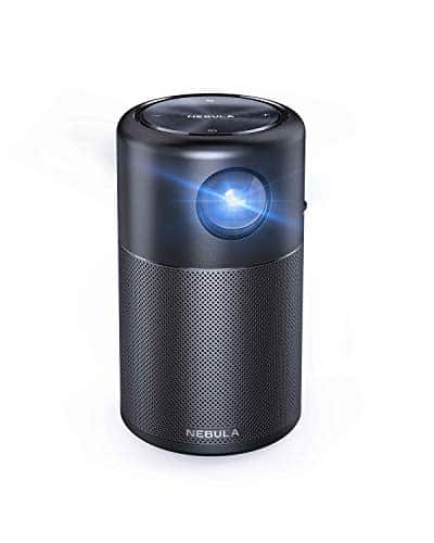 Nebula Capsule von Anker, Mini Beamer mit WLAN, Minimalistischer Projektor 100 ANSI lm, Taschenkino, DLP, 360° Lautsprecher, 100 Zoll, Android 7.1, 4H Akku, mit App, ideal Zuhause, Home Entertainment