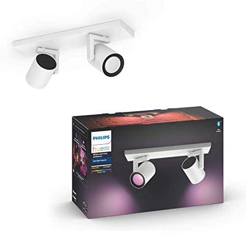 Philips Hue White & Col. Amb. LED 2-er Spot Argenta, weiß, dimmbar, 16 Mio. Farben, steuerbar via App, kompatibel mit Amazon Alexa (Echo, Echo Dot)