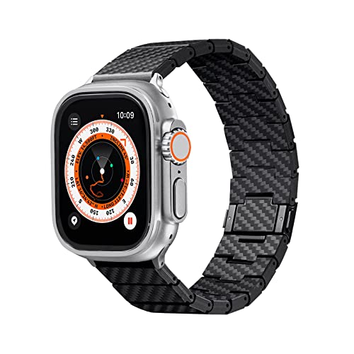 pitaka Carbon Armband Kompatibel mit Apple Watch Ultra/8/7/6/SE/5/4/3/2/1 aus Kohlefaser Uhrenarmband Universal Ersatzarmband mit Magnetischem Verschluss Minimalismus 49/45/44/42/41/40/38 mm Modern