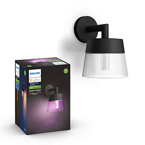 Philips Hue White and Color Ambiance LED Außenwandleuchte Attract, bis zu 16 Mio. Farben, steuerbar via App, kompatibel mit Amazon Alexa (Echo, Echo Dot), Black