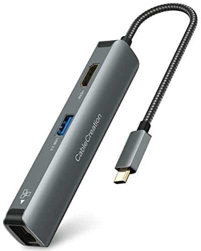 USB-C Hub Multiport Adapter, CableCreation 6 Port Typ C Hub, mit 4K HDMI, Ethernet-Anschluss, 3 USB 3.0-Anschlüsse, für MacBook Pro M1 2020/2019, Macbook Air M1 2020, iPad Pro, Surface Go,XPS und mehr