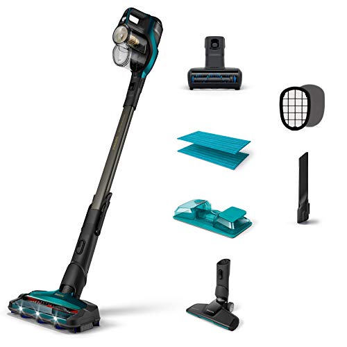 Philips XC8147/01 SpeedPro Max Aqua kabelloser Staubsauger mit Wischfunktion 8000 Series (Akkusauger, 360°-Saugdüse, 80 Min. Akkulaufzeit) türkis