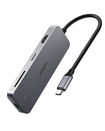 Anker 7-in-1 Premium USB-C Hub Adapter, mit 60W Power Delivery, 4K USB-C auf HDMI Output, MikroSD / SD Kartenleser, 3 USB 3.0 Ports, für MacBook Pro, ChromeBook, XPS und viele mehr