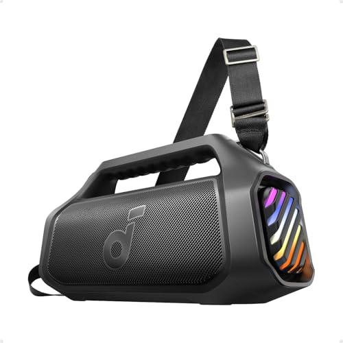 soundcore Boom 2 Plus Outdoor Lautsprecher, 140W, 2+2 Channel, BassUp 2.0, 20h, Schnellladung, IPX7 wasserdicht, RGB Lichter, USB-C, Power Bank, BT 5.3, tragbarer Bluetooth Lautsprecher, Camping