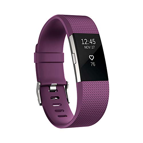 Fitbit Charge 2 Unisex Armband Zur Herzfrequenz Und Fitnessaufzeichnung, pflaume, L, FB407SPML-EU