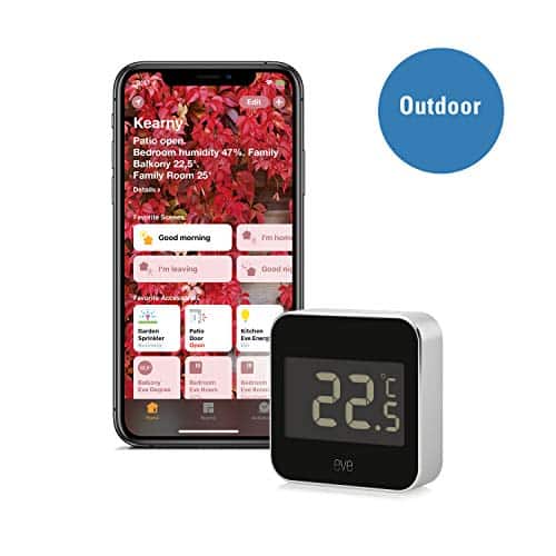 Eve Degree - Smarte Wetterstation (Markenqualität aus DE) zum Überwachen von Temperatur, Luftfeuchtigkeit und Luftdruck, Display, wasserbeständig, keine Bridge erforderlich (Apple HomeKit)