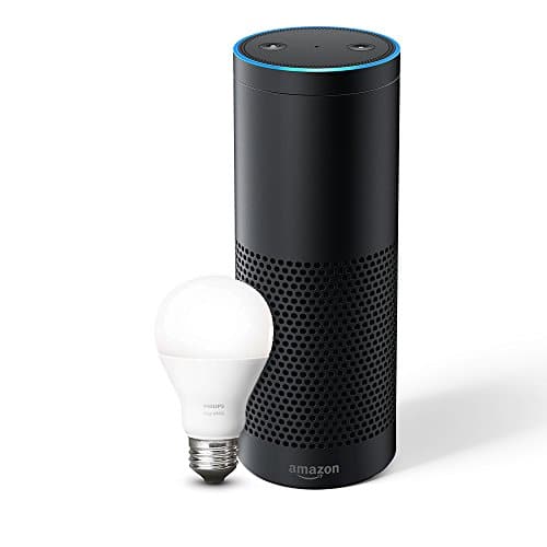 Echo Plus (1. Gen.) - Mit integriertem Smart Home-Hub (schwarz) - inklusive Philips Hue White E27 LED Lampe