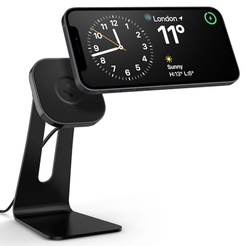 Spigen OneTap Pro MagFit MagSafe Ständer, Kompatibel mit iPhone 16 Pro, Pro Max, Plus, 15 14 13 12, Air Pod Pro 2/3/4, Kabelloses Ladegerät Kompatibel mit iOS 17 Standby Mode, Induktive Ladestation