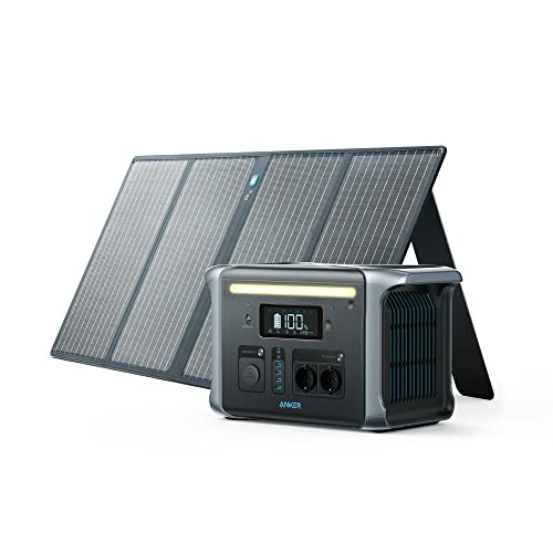 Anker SOLIX F1200 tragbare Powerstation, PowerHouse 757, Powerhouse 1229Wh mit 1x 100W Solar Panel und LiFePO4, 2X 230V/1500W Steckdosen, 2X USB-C Anschlüsse, LED Licht für Balkon, Camping
