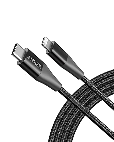 Anker Powerline+ II USB C auf Lightning Kabel, 180cm lang, Nylon-umflochtenes Ladekabel für iPhone 13/13 Pro/12 Pro Max/12/11/X/XS/XR/8 Plus, unterstützt Power Delivery(für Typ-C Ladegeräte) Schwarz