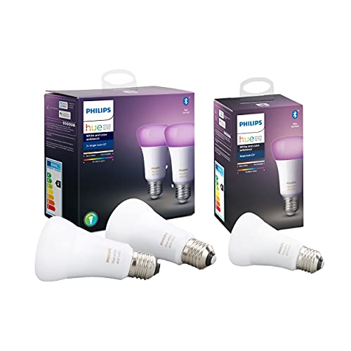 Philips Hue White & Color Ambiance E27 LED Lampe 3-er Pack, dimmbar, bis zu 16 Millionen Farben, steuerbar via App, kompatibel mit Amazon Alexa (Echo, Echo Dot)