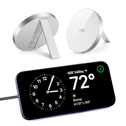 ESR for Magsafe Ladegerät, Wireless Charger mit Ständer für iPhone 16/16 Pro/16 Pro Max/15/14/13, AirPods 4/3/2 Pro,Induktive Ladestation mit 1,5m Verstärktem Nylonkabel, Weiß (Ohne Netzteil)