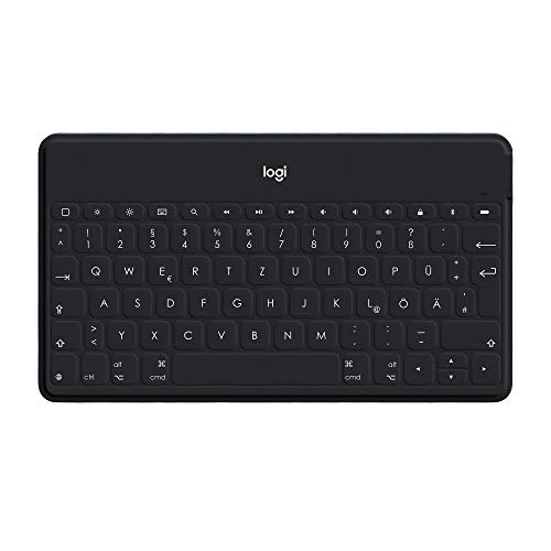 Logitech Keys-to-Go Kabellose Tablet-Tastatur, Bluetooth, iOS-Sondertasten, Ultraleicht & Geräuschlos, 3-Monate Akkulaufzeit, Fürs Tablet und Smartphone, Deutsches QWERTZ-Layout - Schwarz