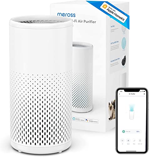 Meross WLAN Luftreiniger für Allergiker mit H13 HEPA Luftfilter Funktioniert mit Apple HomeKit, 24dB Raumluftreiniger gegen 99,97% von Staub Pollen Gerüche, CADR 160m³/Std bis zu 19m² Air Purifier
