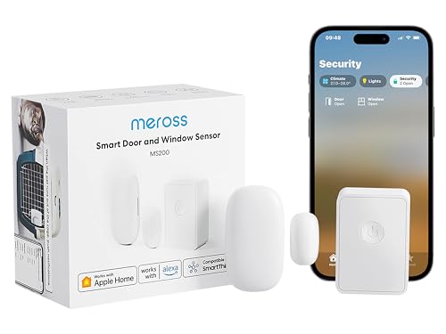 Meross WLAN Tür- und Fenstersensor, Enthält Meross Hub, Mini Smart Fensterkontakt mit Echtzeit Alarm, Kabelloser Alarmanlage Funktioniert mit Alexa, Apple HomeKit, Google Home und SamrtThings