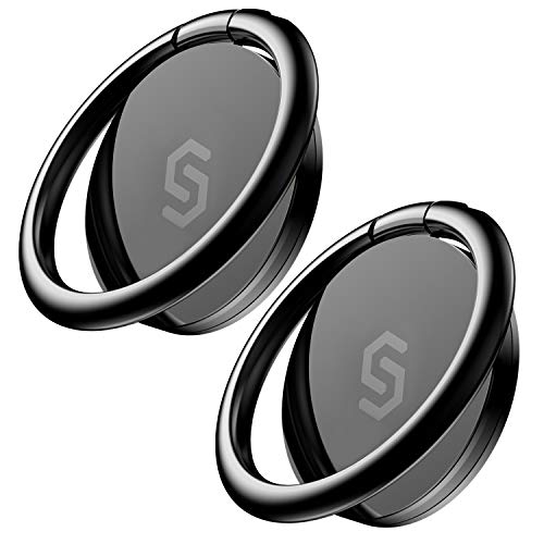 Syncwire Handy Fingerhalterung Smartphone Ring [2 Stück] Handy Ring [360 Grad Drehung] Handyring aus Metall Smartphone fingerhalten für iPhone, Samsung, Huawei, Xiaomi, LG, Sony und mehr - Schwarz