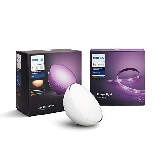 Philips Hue Lightstrip+ Basis Set (2m) inkl. Hue Go Tischleuchte, tragbares, kabelloses Licht, dimmbar, bis zu 16 Millionen Farben, steuerbar via App, kompatibel mit Amazon Alexa (Echo, Echo Dot)