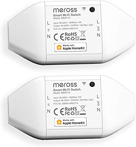 Meross WLAN Schalter funktioniert mit Apple HomeKit, Smart Switch Fernbedienung mit Alexa, Google Assistant, SmartThings, DIY Smart für elektrische Haushaltsgeräte, 2pcs