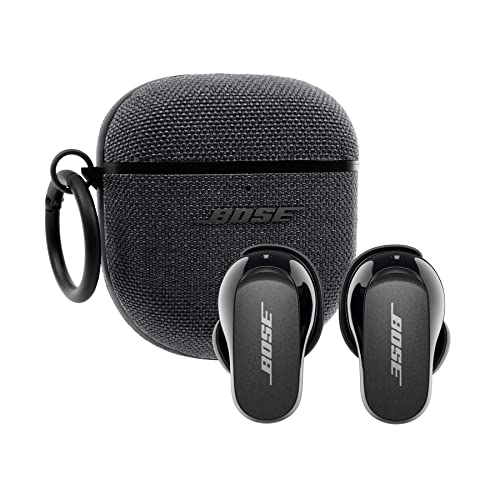 Bose QuietComfort Earbuds II Bundle mit textiler Hülle für Transportetui, kabellos, Bluetooth, weltweit Beste Noise-Cancelling In-Ear-Headphones mit personalisiertem Noise-Cancelling, Schwarz