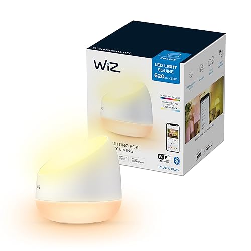 WiZ Tunable White and Color Squire Tischleuchte (620 lm), Tischlampe mit 16 Mio. Farben oder warm- bis kaltweißem dimmbarem Licht, smarte Lichtsteuerung über WLAN per Stimme/App, weiß