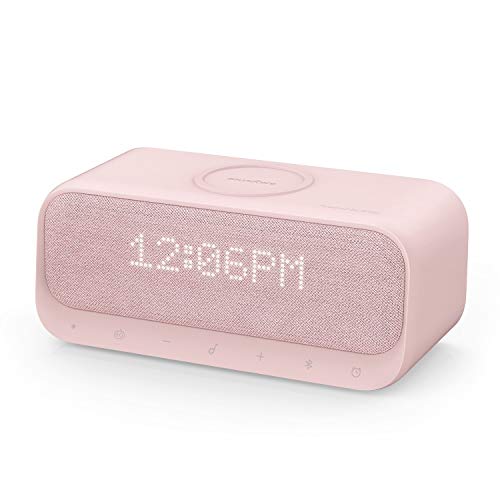 Soundcore Wakey Bluetooth Lautsprecher, Powered by Anker mit 10W Schnellladetechnologie Ersatz für Galaxy, Wecker-Funktion, Stereo Sound, FM Radio, QI Kabelloses Laden für 7,5W iPhone Ladungen (Rosa)