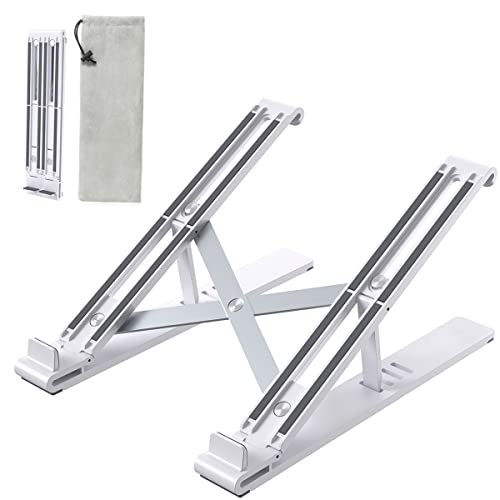 Yukkary Laptop Ständer für den Schreibtisch, Einstellbarer Für den Schreibtisch, Aluminium Computer Riser, Ergonomische Laptops Aufzug Für den Schreibtisch, 7 bis 15,6 Zoll Notebook Computer, Silber
