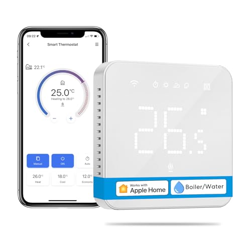 Meross Smart Thermostate Boiler WLAN Heizungsthermostat Raumthermostat WiFi Thermostat Heizen & Kühlen Intelligente Wandthermostat für Siri & Google Sprachfehl, Fernsteuerung