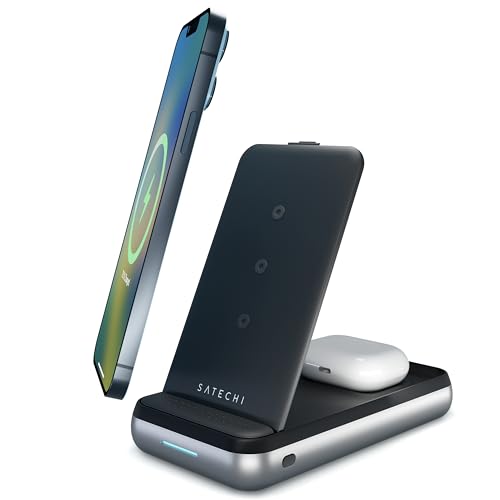 SATECHI Duo Kabelloses Ladegerät & Powerbank 10000 mAh, 3-in-1, kompatibel mit Allen iPhone 16/15 Serien & älteren Modellen, AirPods Pro, 4 (ANC), 3, 2, iPad M2, M1 & mehr