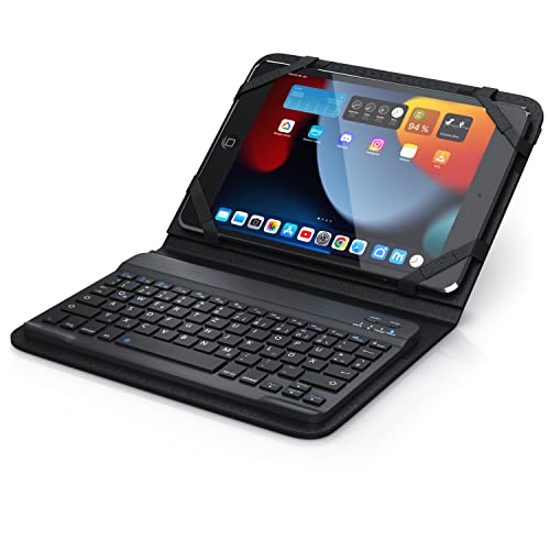 CSL - Bluetooth Slim Tastatur für Tablets 9-10 Zoll - für Apple iPad 2 3 4 UVM. inkl. Kunstledercase - Wireless Keyboard im Slim Design - QWERTZ Layout Deutsch