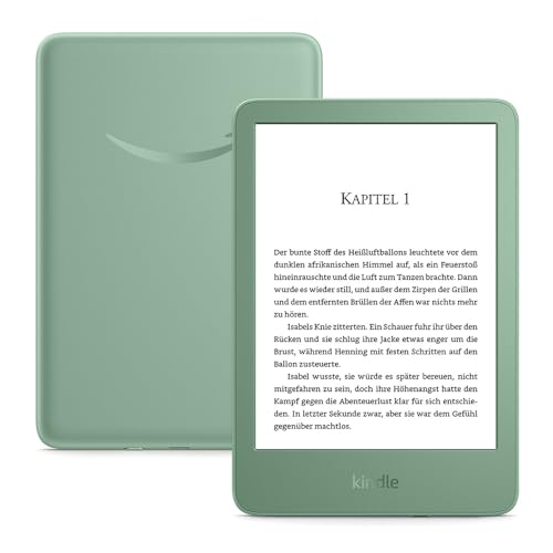Amazon Kindle (16 GB) – Der leichteste und kompakteste Kindle, mit blendfreiem Bildschirm, schnellerem Umblättern, anpassbarem Frontlicht und langer Akkulaufzeit – ohne Werbung – matchagrün