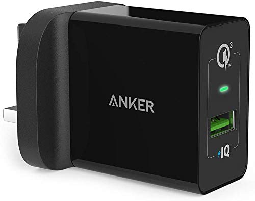 Anker PowerPort+1 18W USB Ladegerät mit Quick Charge 3.0 und Power IQ + 0.9m Micro USB Kabel für Samsung Galaxy S8 / S7 / S6 / Edge / Plus / Note / LG / Nexus / HTC usw. (Schwarz)
