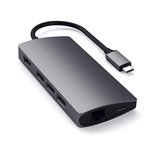 SATECHI USB-C Hub Multiport Adapter V2-4K HDMI (60Hz), 60W USB C Aufladung, GbE, SD/Micro Kartenleser, USB 3.0 - Für M2/ M1 MacBook Pro/Air, M2/ M1 iPad Pro/Air, M2 Mac Mini, iMac M1 (Space Grau)