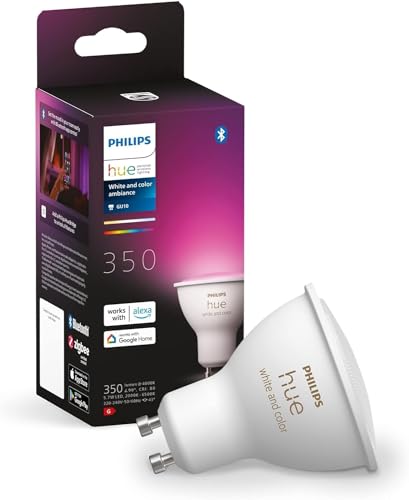 Philips Hue White & Color Ambiance GU10 LED Spot (350 lm), dimmbare LED Lampe für das Hue Lichtsystem mit 16 Mio. Farben, smarte Lichtsteuerung über Sprache und App