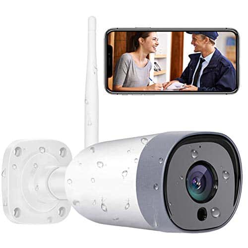 Mibao WLAN IP Kamera Outdoor,Überwachungskamera 1080P HD WiFi Kamera für Aussen, IP66 wasserdichte mit Nachtsicht,Zwei Wege Audio,Fernzugriff und Bewegungserkennung,Weiß