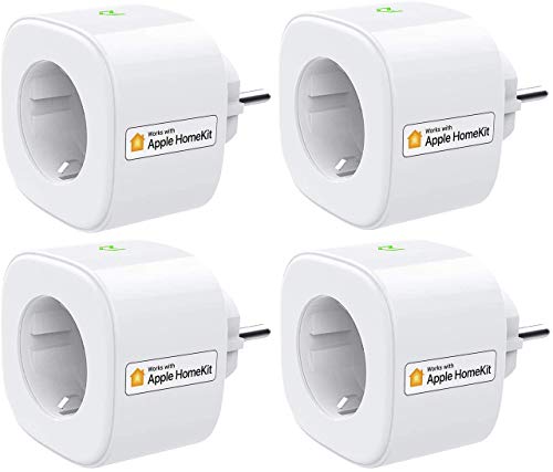 Smart Steckdose funktioniert mit Apple HomeKit, meross WLAN Plug, Intelligent Stecker, kompatibel mit Siri, Alexa, Google Assistant und SmartThings, kein Hub erforderlich, 16 A, 2,4 GHz 4 Stücke