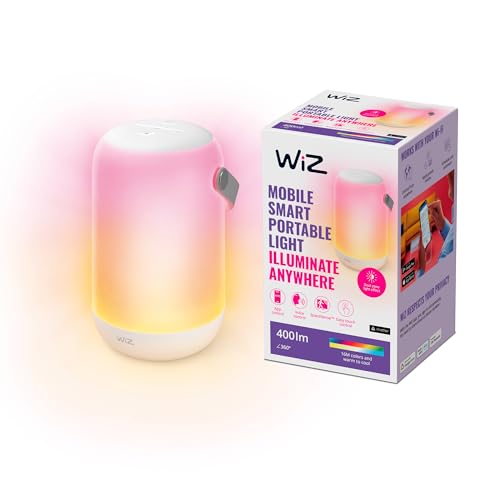 WiZ Mobile Portable Tischleuchte Tunable White and Color, dimmbar, 16 Mio. Farben, smarte Steuerung per App/Stimme über WLAN