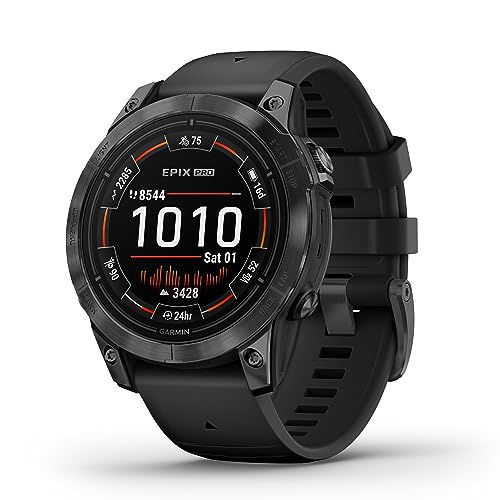Garmin EPIX PRO 47mm – GPS-Multisport-Smartwatch mit brillantem 1, 3'' AMOLED-Display&Touch-/Tastenbedienung. TOPO-Karten, 60 Sport-Apps, Music, Pay, bis zu 16 Tage Akkulaufzeit, Schwarz/Schiefergrau