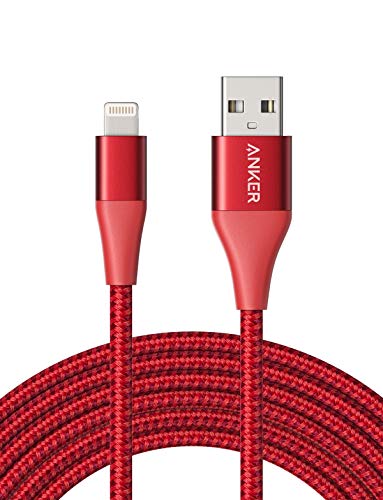 Anker Powerline+ II iPhone Kabel 3m iPhone Ladekabel Lightning Kabel Nylon, MFi Zertifiziert mit dem iPhone XS/XS Max/XR/X / 8/8 Plus / 7 / 6s / 6/ iPad und mehr (Rot)